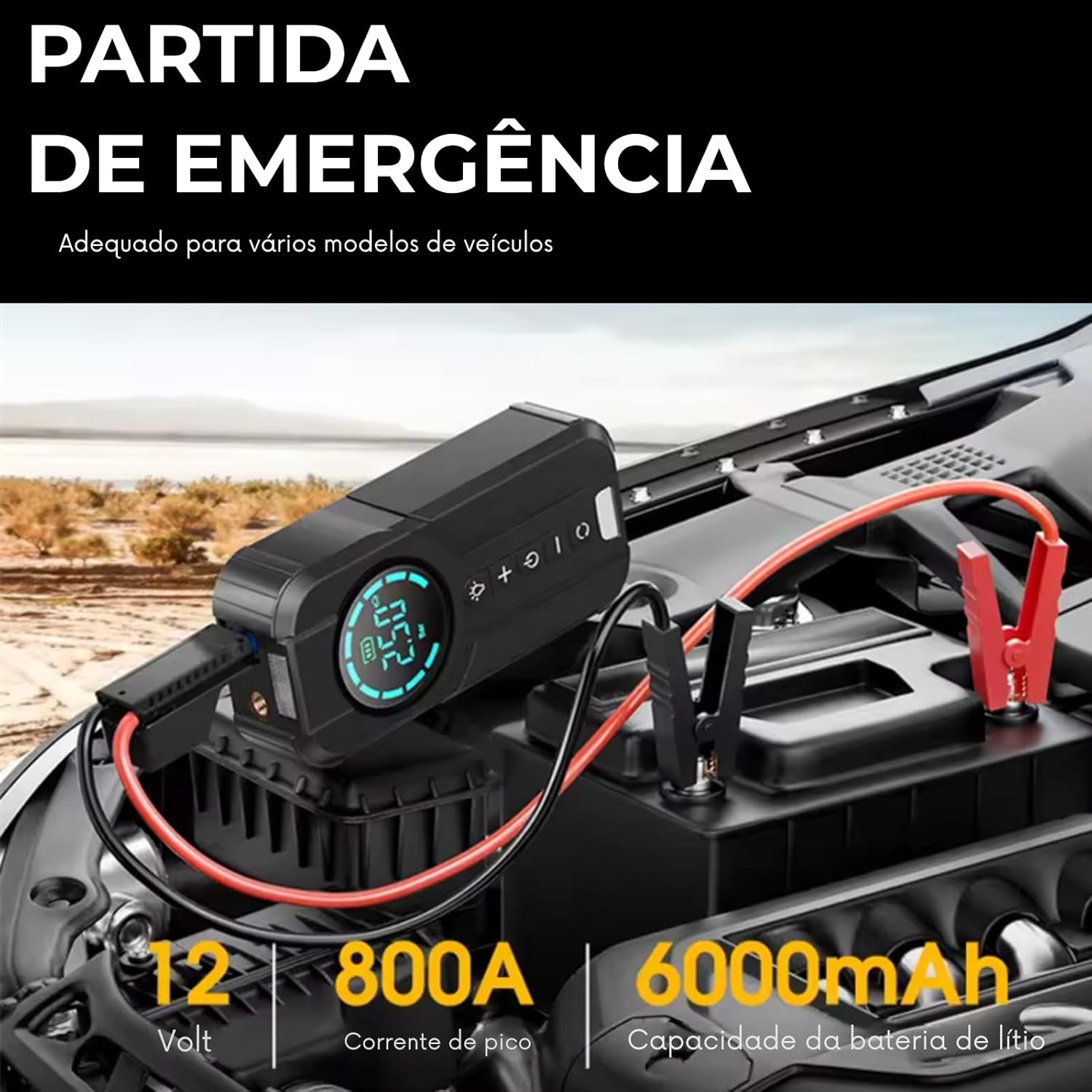 Bomba de Ar 4 em 1 com Partida de Emergência e Led