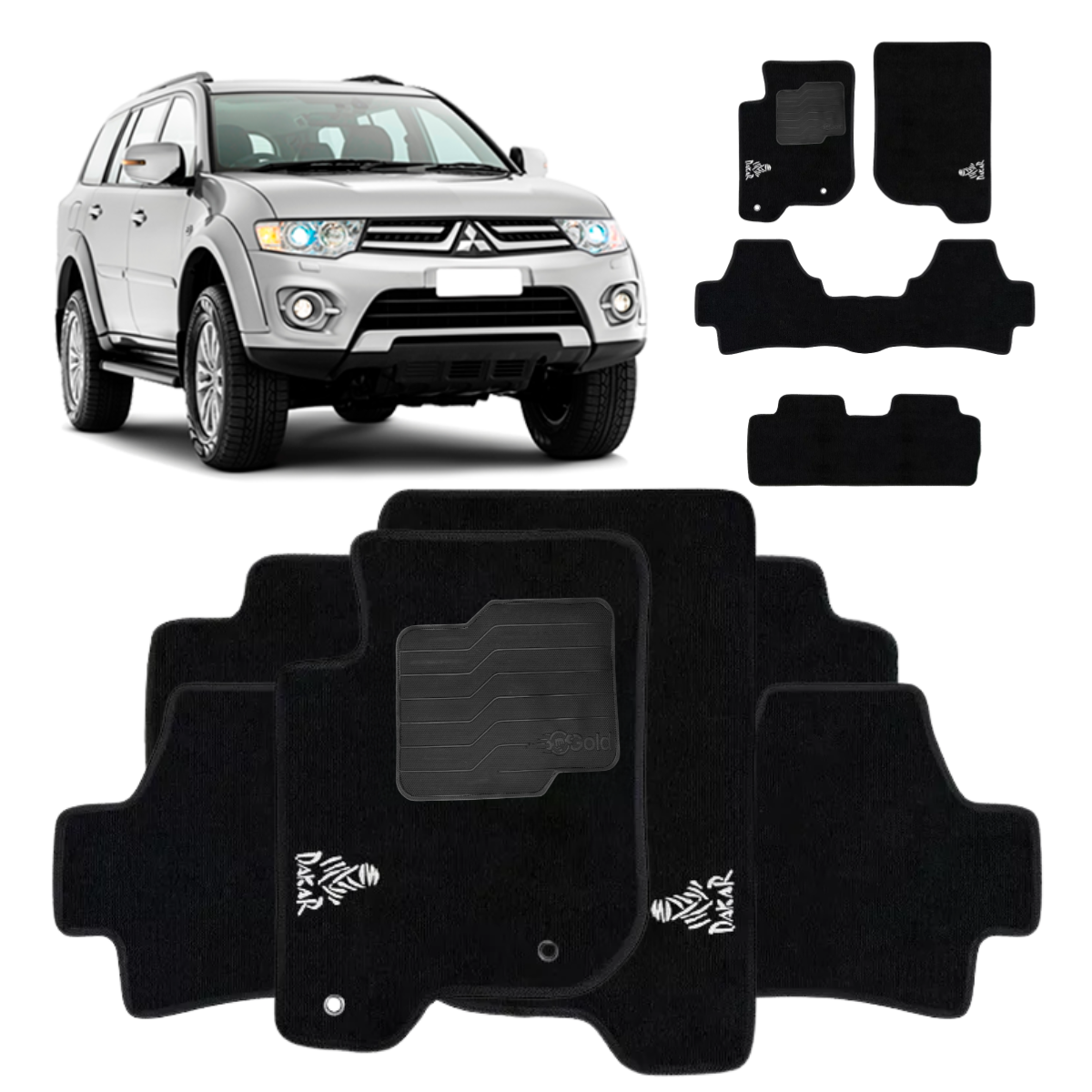 TAPETE CARPETE PAJERO DAKAR 7 LUGARES 2008 A 2015 PRETO 4 PEÇAS