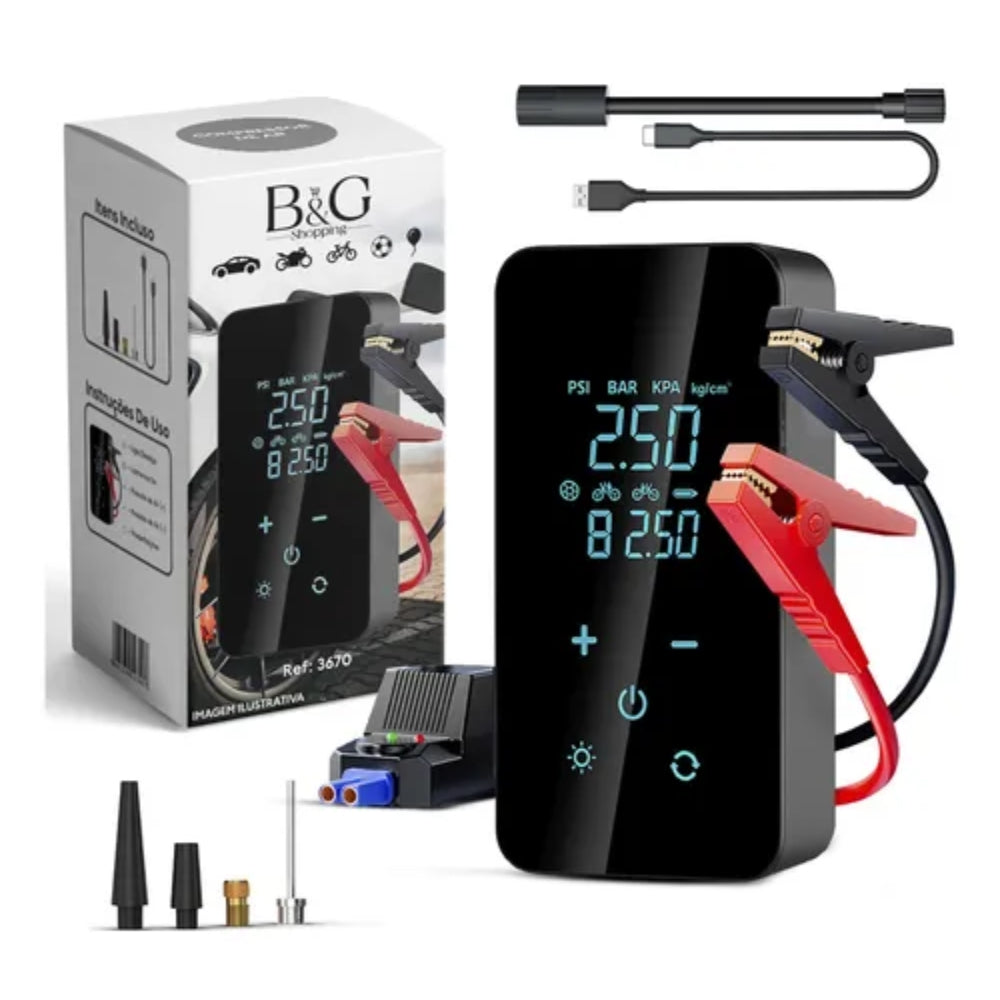 Bomba de Ar 4 em 1 com Partida de Emergência e Led