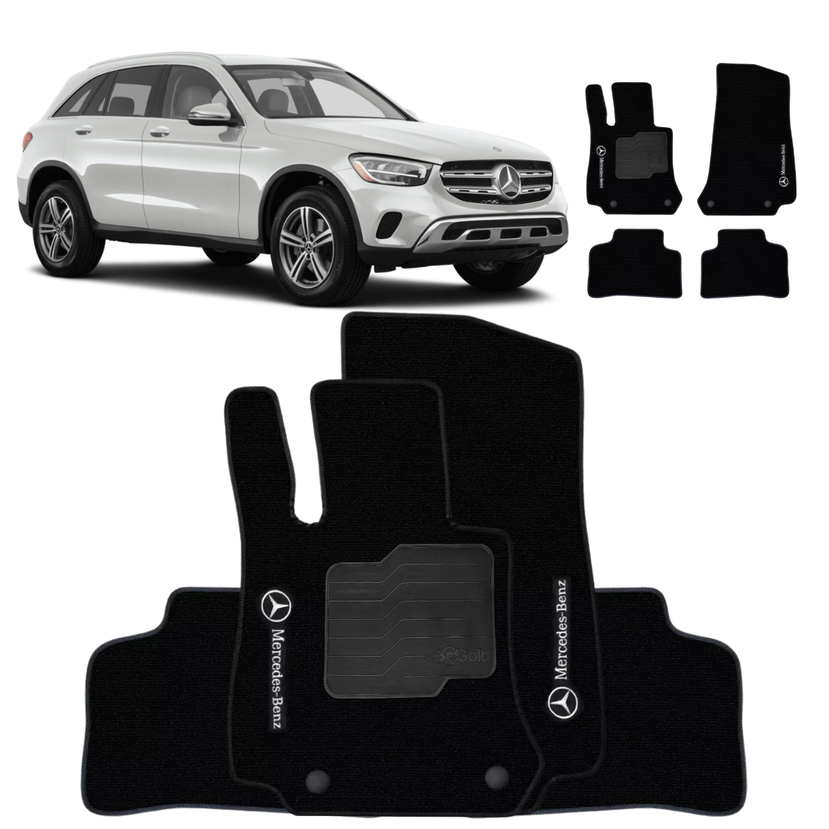 TAPETE CARPETE MERCEDES GLC 2015 A 2022 PRETO 4 PEÇAS