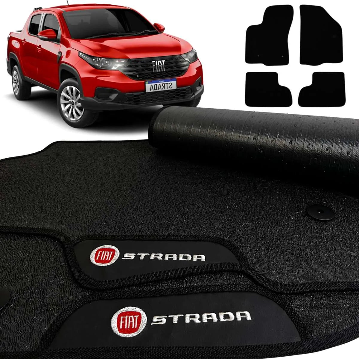 TAPETE BORRACHA PREMIUM STRADA 2020 A 2024 3 PEÇAS (CABINE DUPLA)