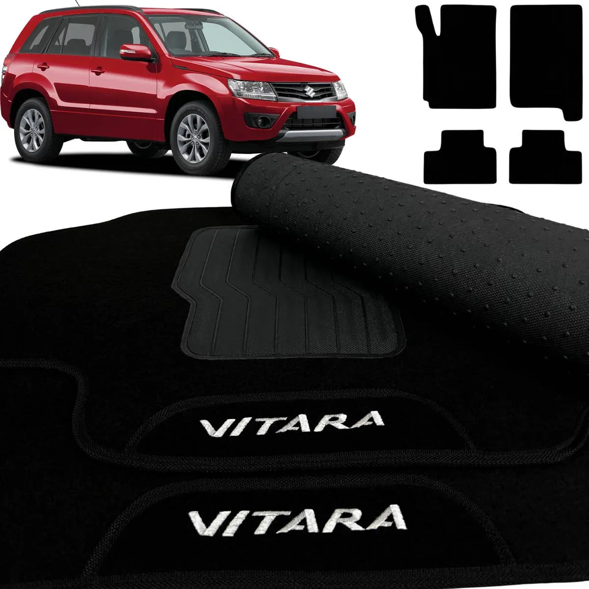 TAPETE CARPETE GRAND VITARA 2008 A 2016 PRETO 4 PEÇAS
