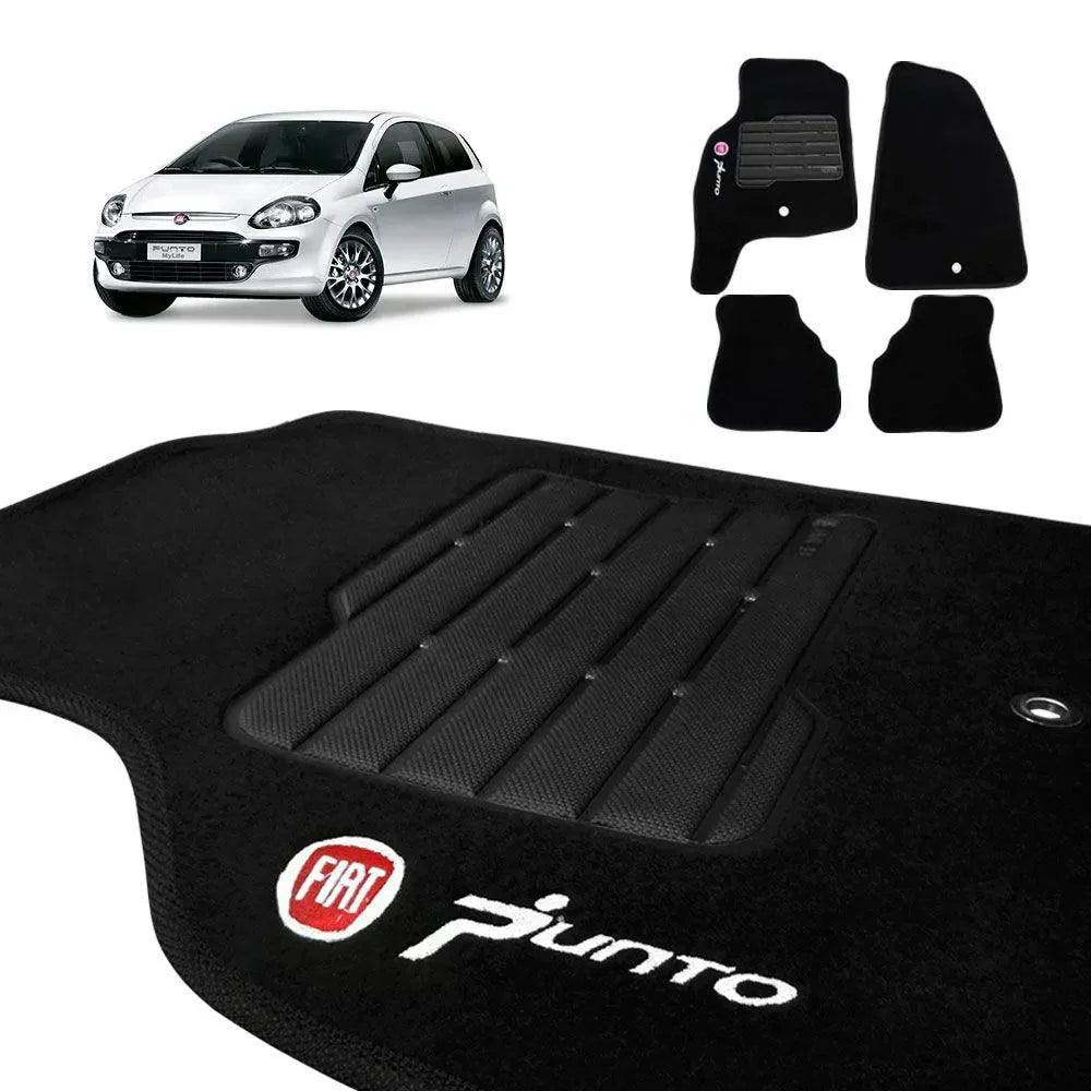 TAPETE CARPETE PUNTO 2007 A 2012 PRETO BORDADO 4 PEÇAS